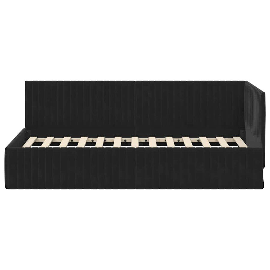 Hoekbedframe met hoofdeinde Zwart 90 cm x 200 cm Fluweel