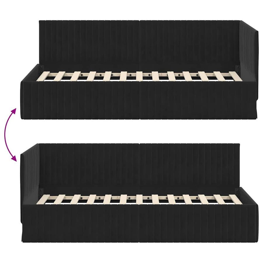 Hoekbedframe met hoofdeinde Zwart 90 cm x 200 cm Fluweel