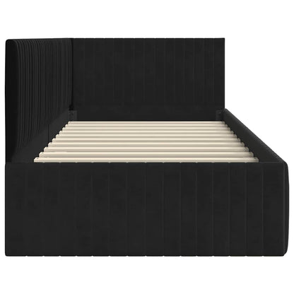 Hoekbedframe met hoofdeinde Zwart 90 cm x 200 cm Fluweel