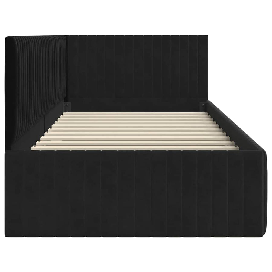 Hoekbedframe met hoofdeinde Zwart 90 cm x 200 cm Fluweel