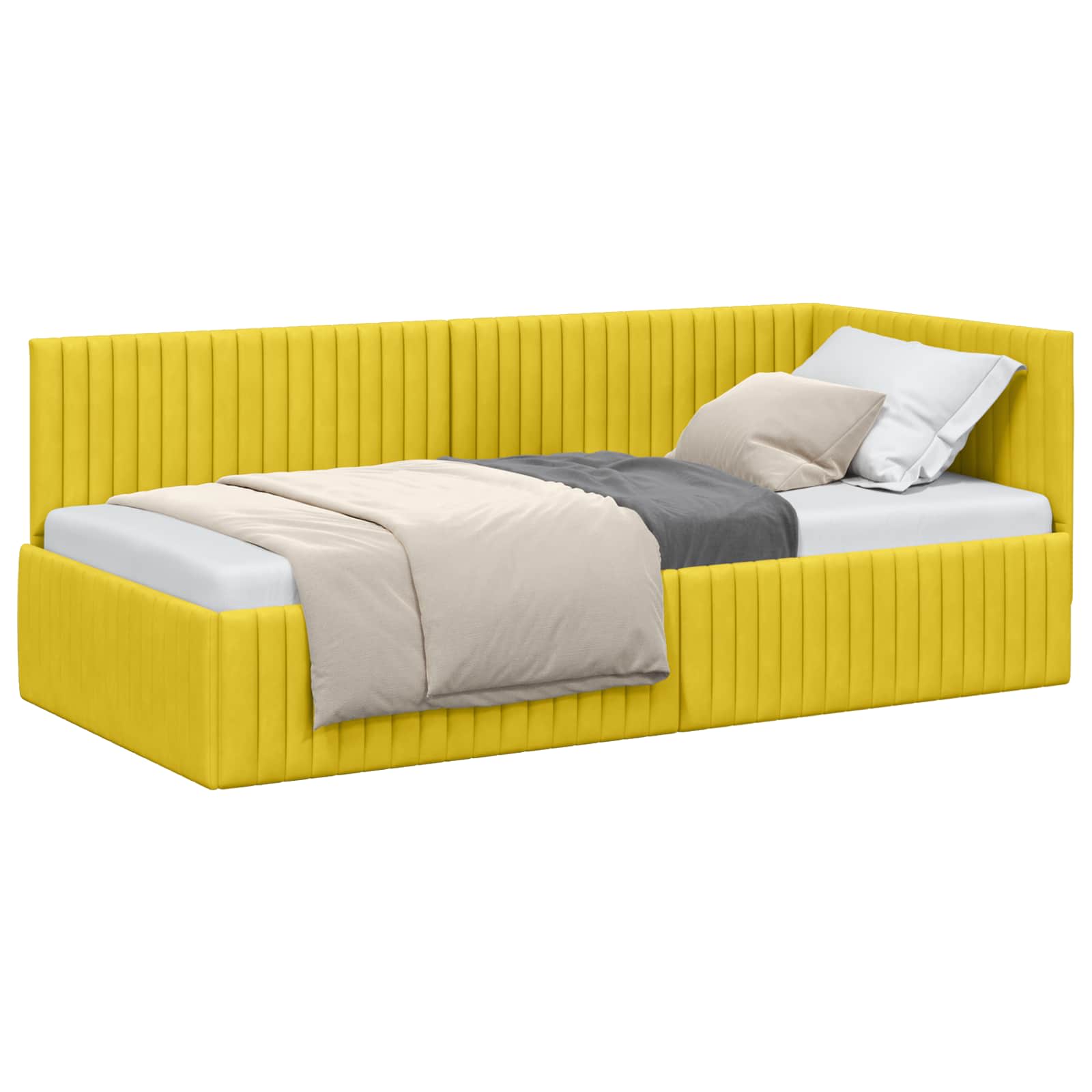Hoekbedframe met hoofdeinde Geel 90 cm x 200 cm Fluweel