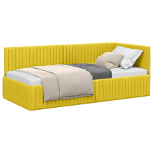 Hoekbedframe met hoofdeinde Geel 90 cm x 200 cm Fluweel