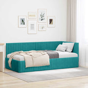 Hoekbedframe 90x200 cm turquoise fluweel