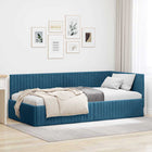 Hoekbedframe 100x200 cm blauw fluweel
