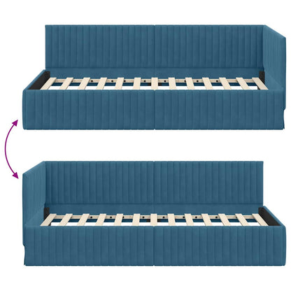 Hoekbedframe met hoofdeinde Blauw 100 cm x 200 cm Fluweel