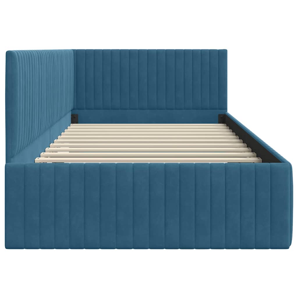 Hoekbedframe met hoofdeinde Blauw 100 cm x 200 cm Fluweel