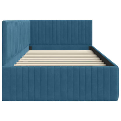 Hoekbedframe met hoofdeinde Blauw 100 cm x 200 cm Fluweel