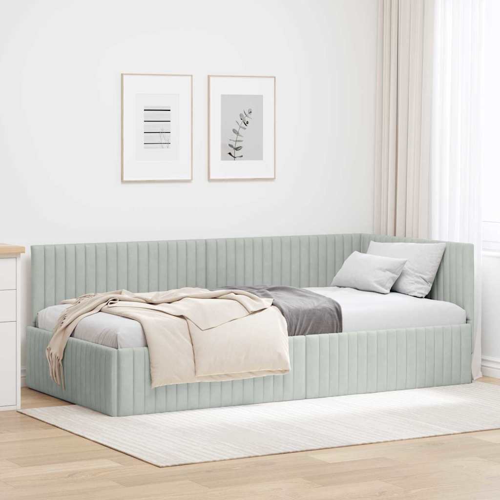 Hoekbedframe Met Hoofdeinde 100 Cm X 200 Cm Fluweel 100 x 200 cm