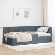 Hoekbedframe 100x200 cm donkergrijs fluweel