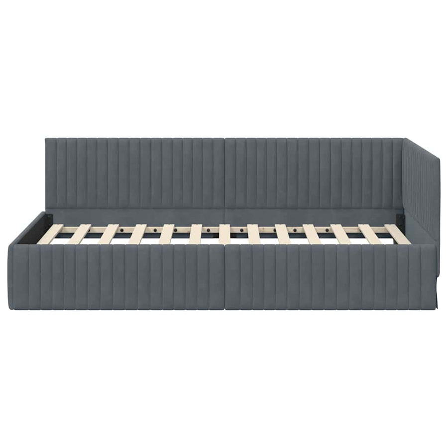 Hoekbedframe met hoofdeinde Donkergrijs 100 cm x 200 cm Fluweel