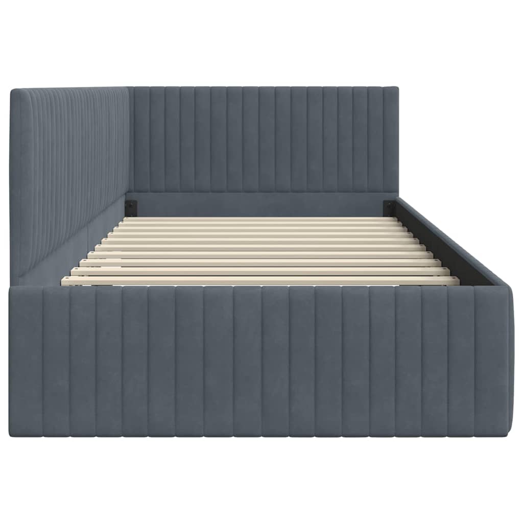 Hoekbedframe met hoofdeinde Donkergrijs 100 cm x 200 cm Fluweel
