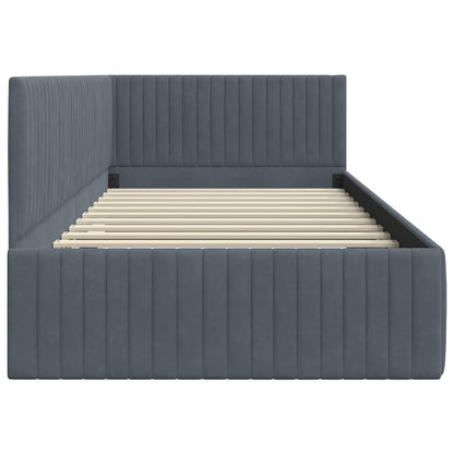 Hoekbedframe met hoofdeinde Donkergrijs 100 cm x 200 cm Fluweel