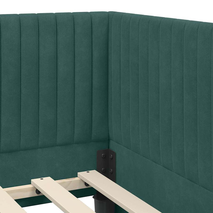 Hoekbedframe met hoofdeinde Donkergroen 100 cm x 200 cm Fluweel