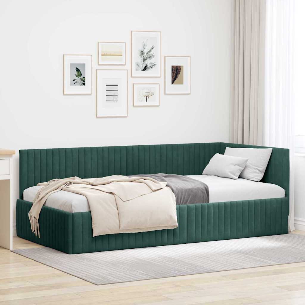 Hoekbedframe met hoofdeinde Donkergroen 100 cm x 200 cm Fluweel