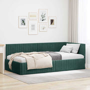 Hoekbedframe 100x200 cm donkergroen fluweel