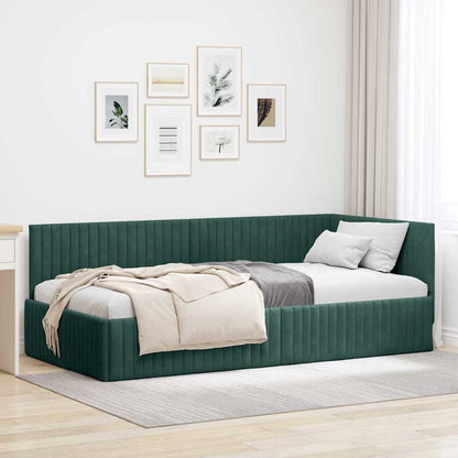 Hoekbedframe met hoofdeinde Donkergroen 100 cm x 200 cm Fluweel