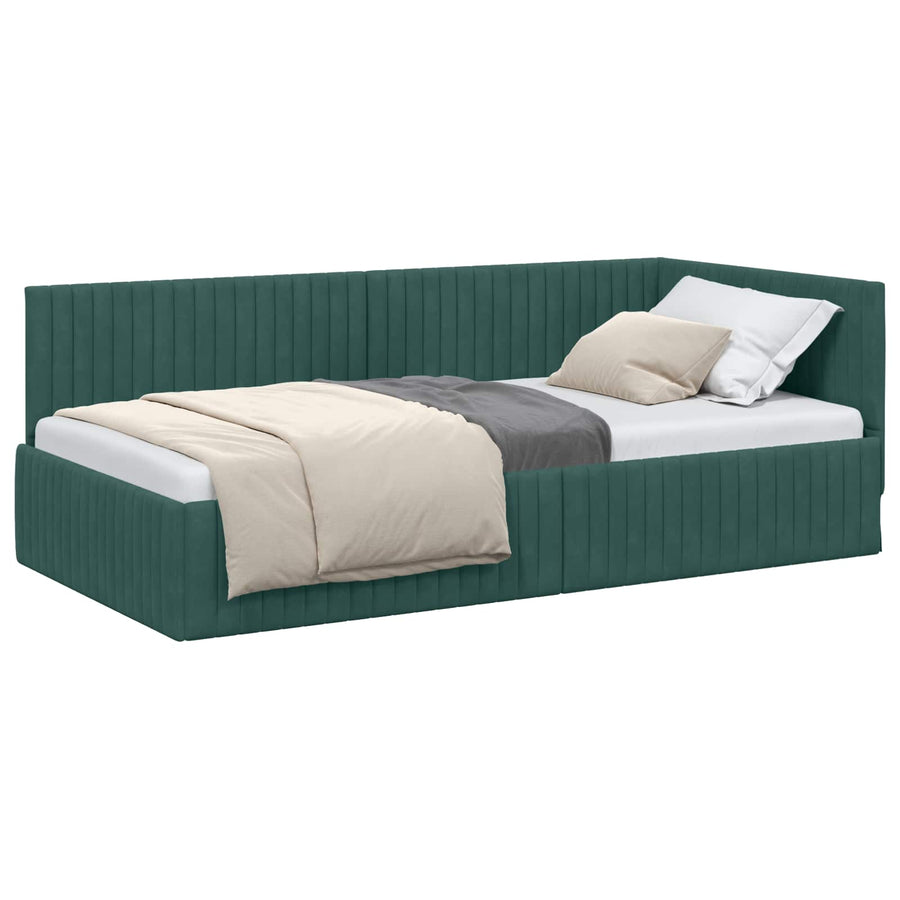 Hoekbedframe met hoofdeinde Donkergroen 100 cm x 200 cm Fluweel