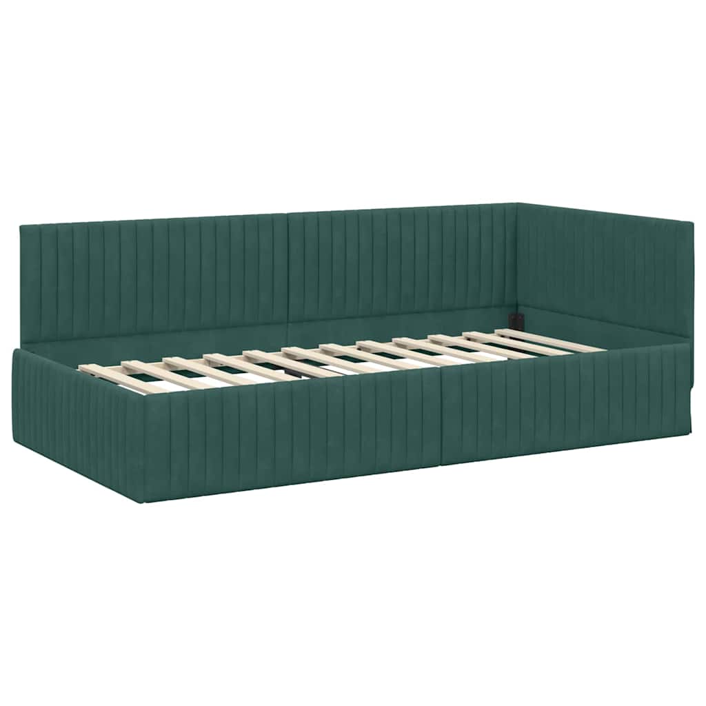Hoekbedframe met hoofdeinde Donkergroen 100 cm x 200 cm Fluweel