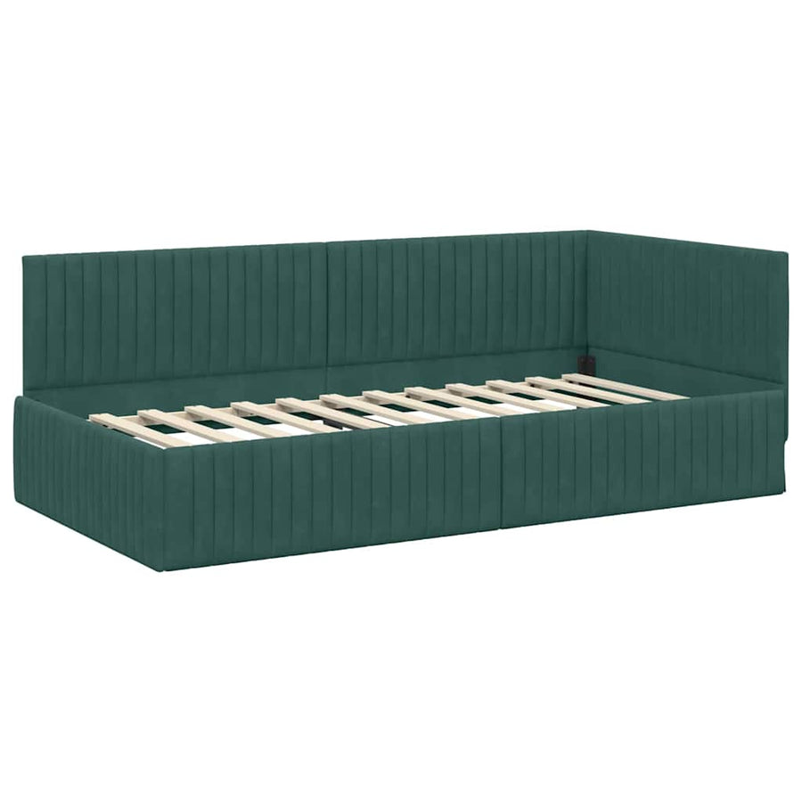 Hoekbedframe met hoofdeinde Donkergroen 100 cm x 200 cm Fluweel
