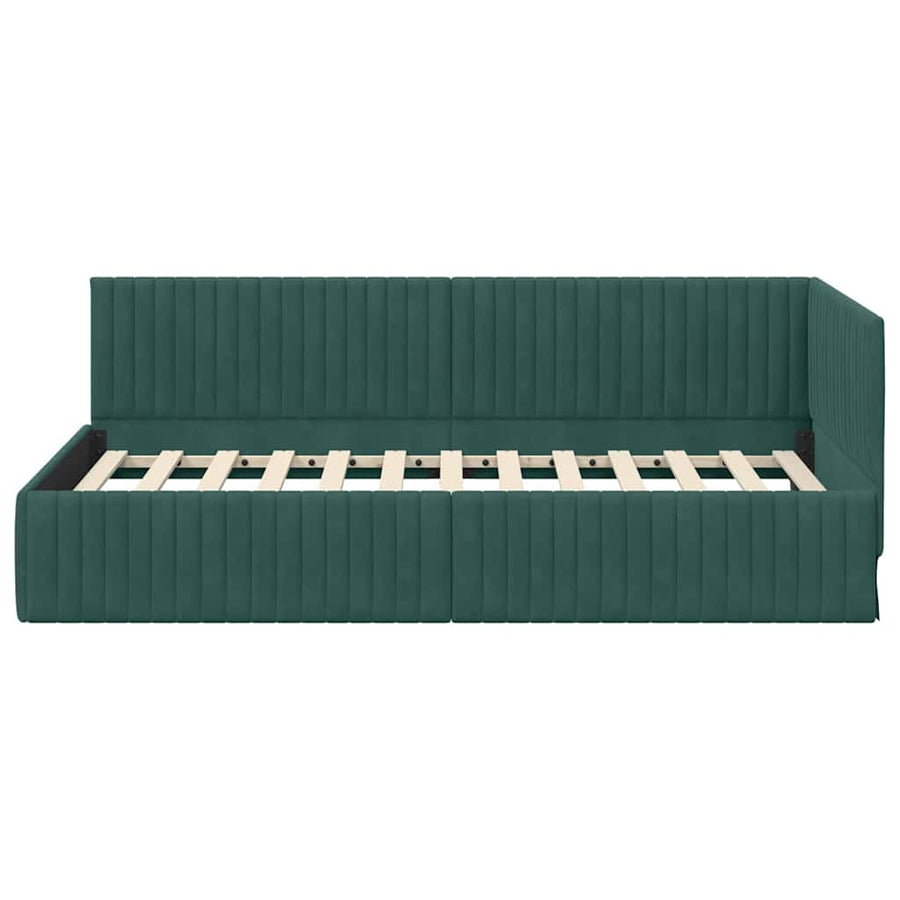 Hoekbedframe met hoofdeinde Donkergroen 100 cm x 200 cm Fluweel
