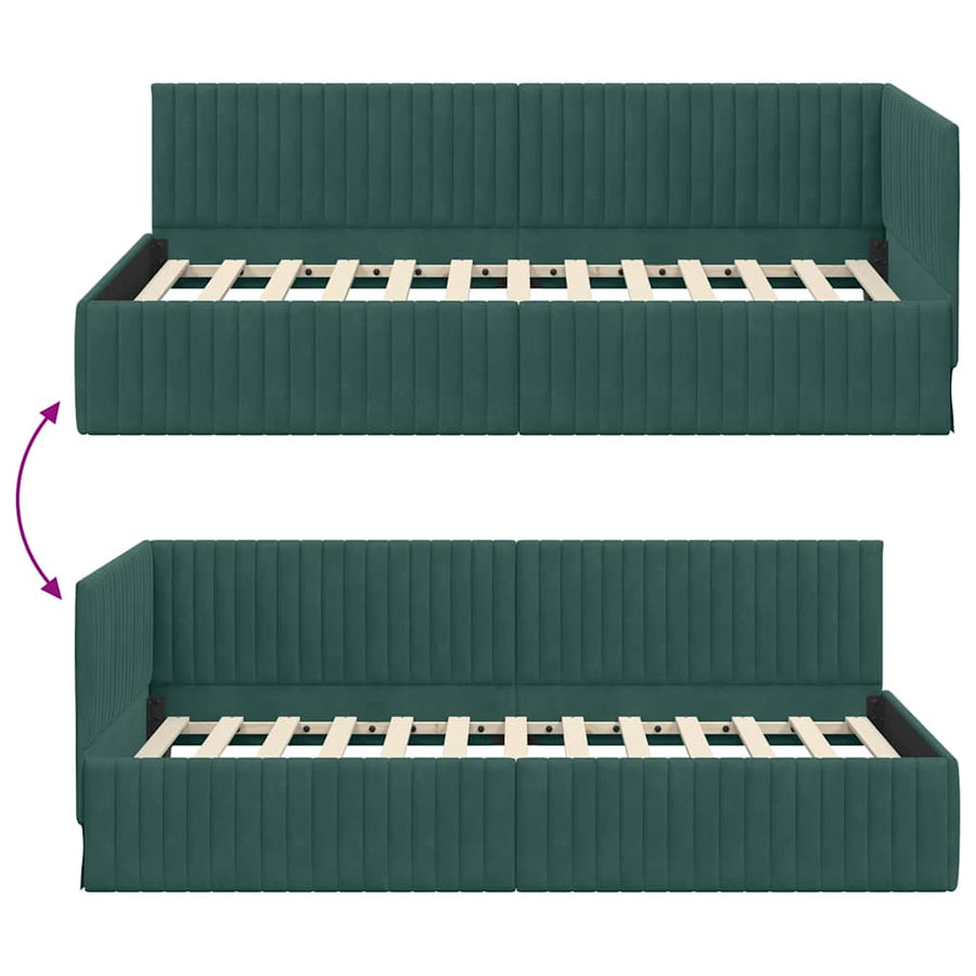 Hoekbedframe met hoofdeinde Donkergroen 100 cm x 200 cm Fluweel