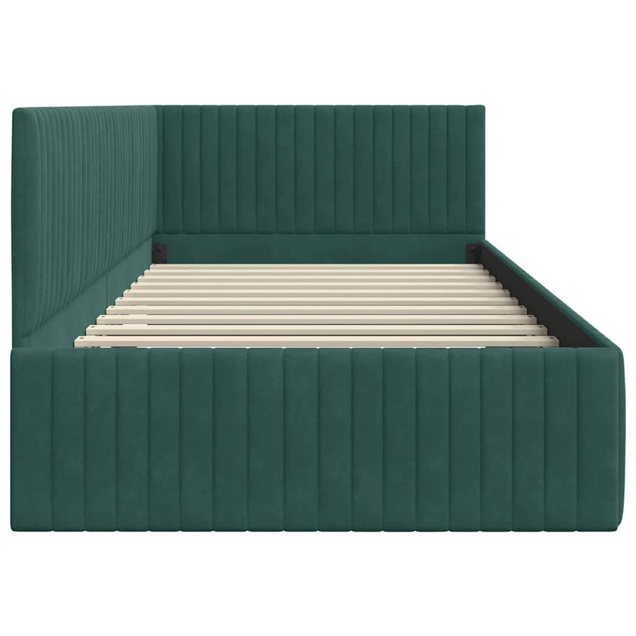 Hoekbedframe met hoofdeinde Donkergroen 100 cm x 200 cm Fluweel