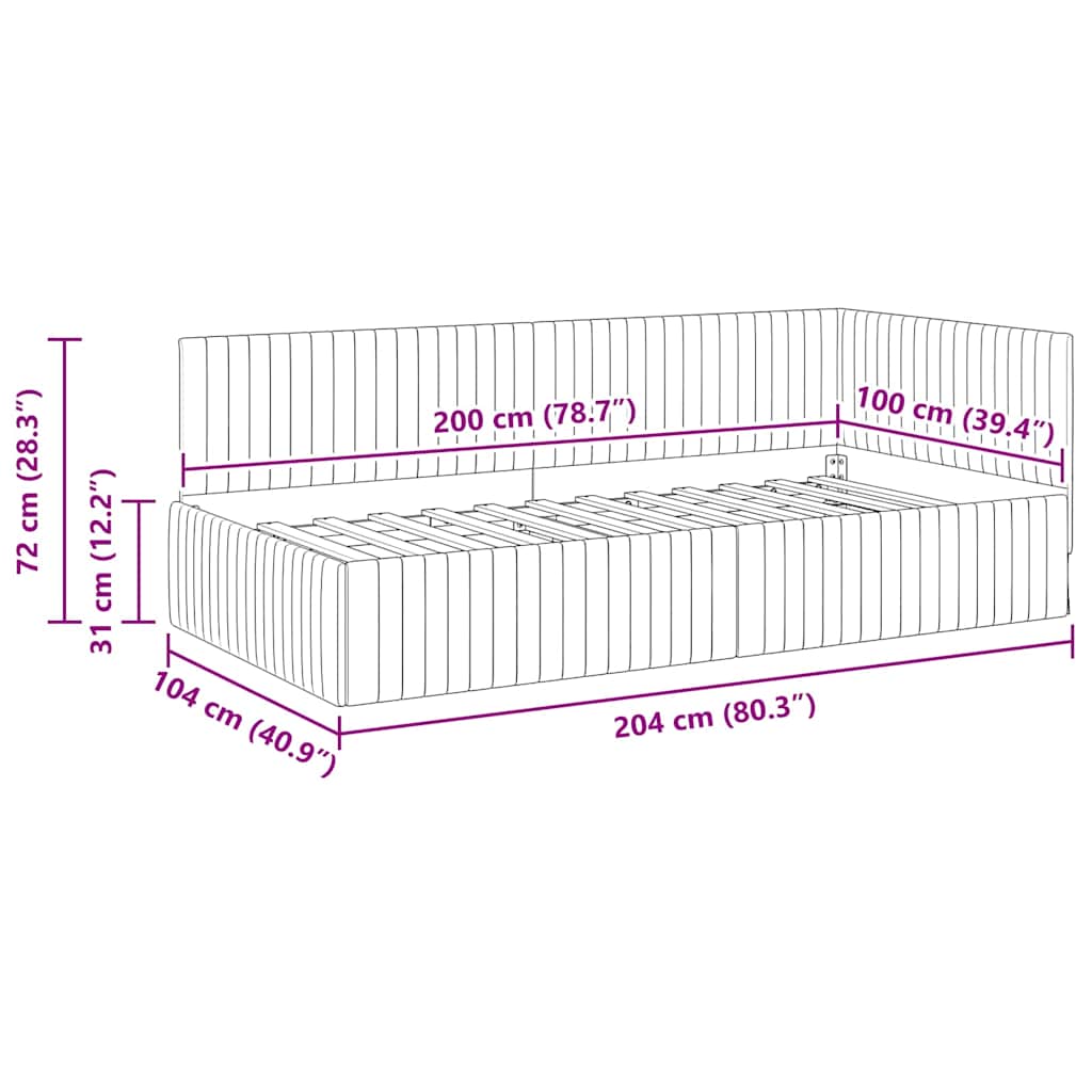Hoekbedframe met hoofdeinde Donkergroen 100 cm x 200 cm Fluweel
