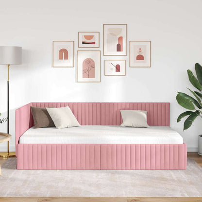 Hoekbedframe met hoofdeinde Roze 100 cm x 200 cm Fluweel