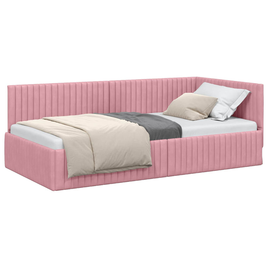 Hoekbedframe met hoofdeinde Roze 100 cm x 200 cm Fluweel