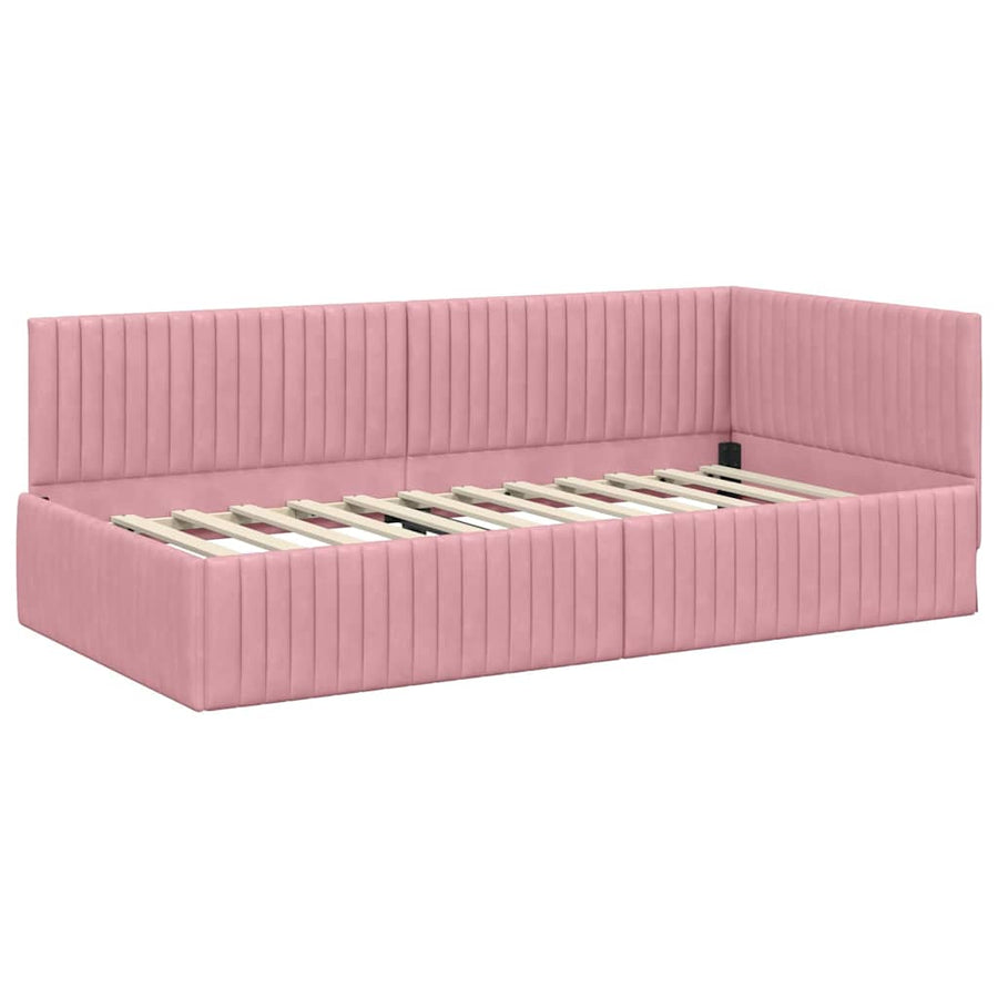 Hoekbedframe met hoofdeinde Roze 100 cm x 200 cm Fluweel