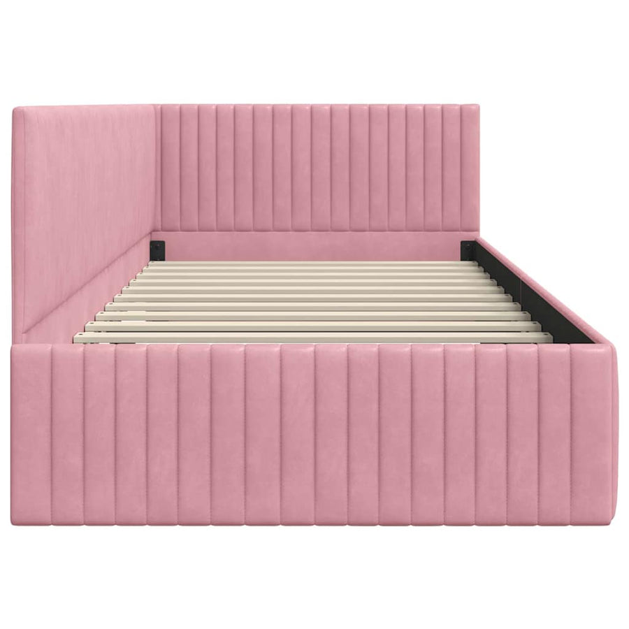 Hoekbedframe met hoofdeinde Roze 100 cm x 200 cm Fluweel