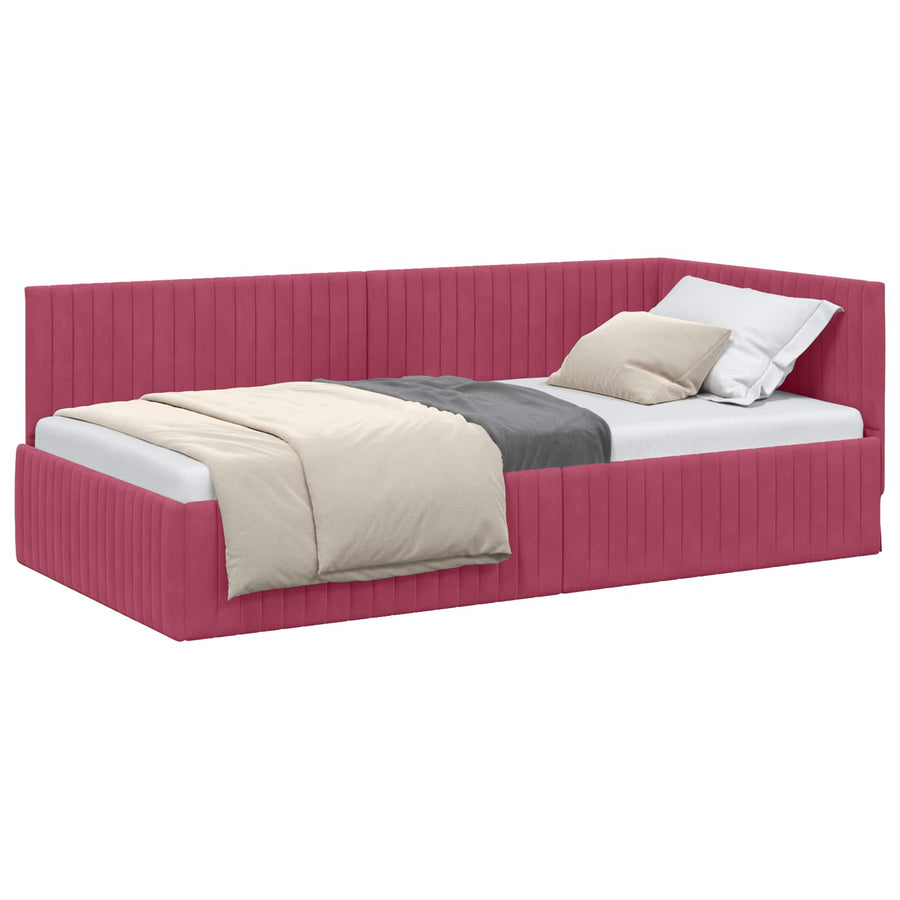 Hoekbedframe met hoofdeinde Wijnrood 100 cm x 200 cm Fluweel