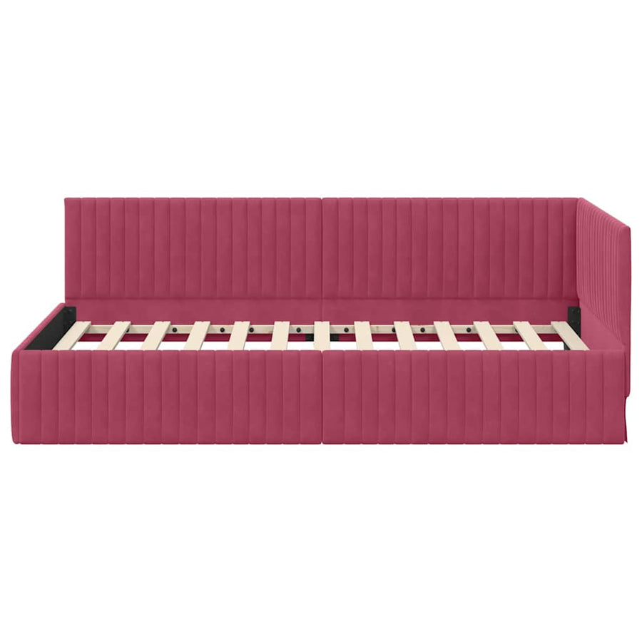 Hoekbedframe met hoofdeinde Wijnrood 100 cm x 200 cm Fluweel