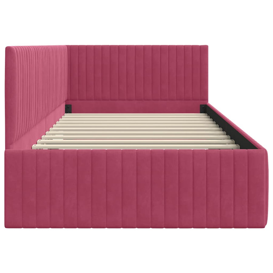 Hoekbedframe met hoofdeinde Wijnrood 100 cm x 200 cm Fluweel