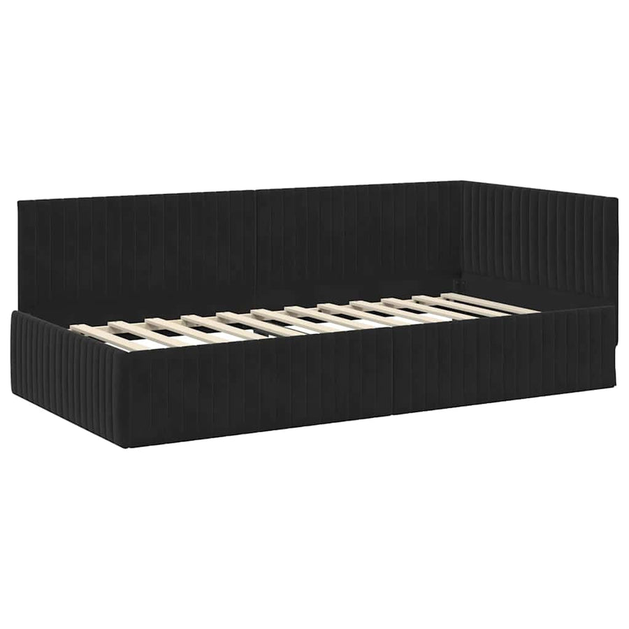 Hoekbedframe met hoofdeinde Zwart 100 cm x 200 cm Fluweel