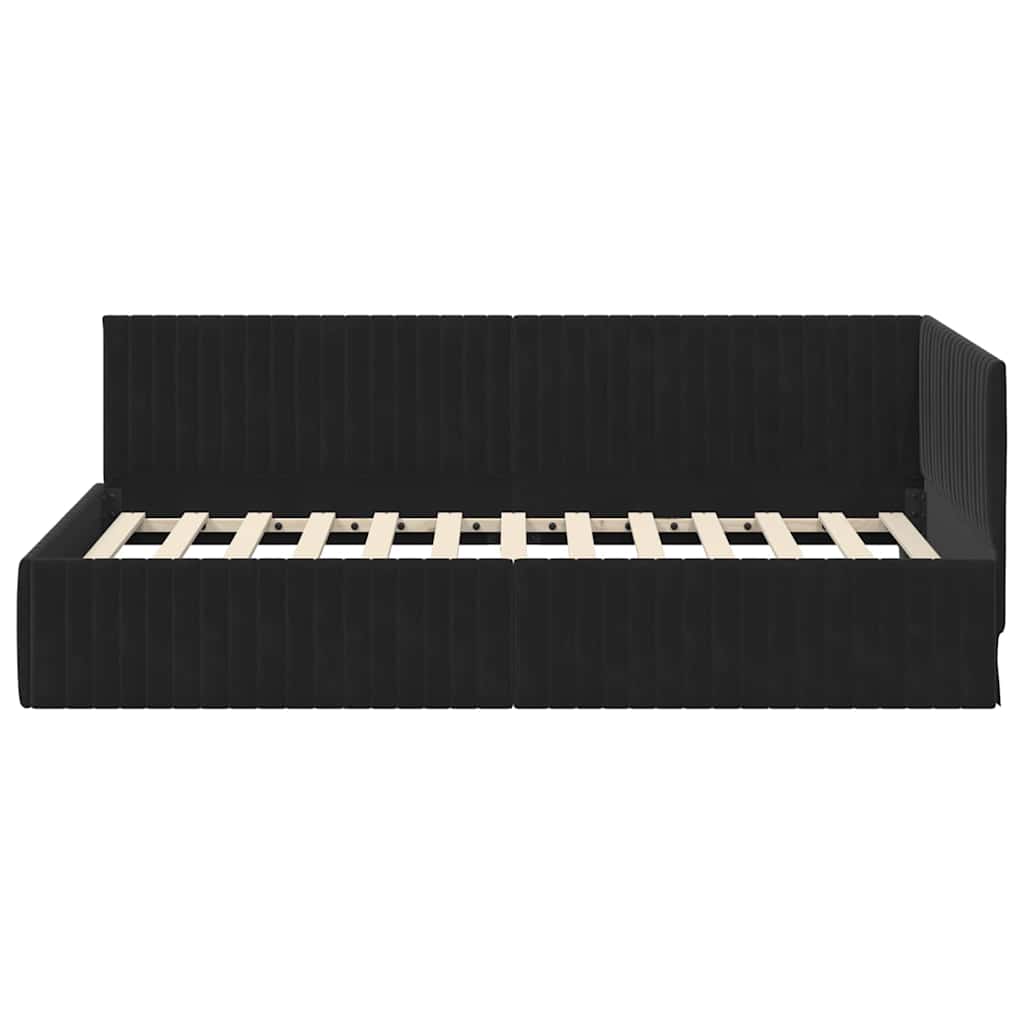 Hoekbedframe met hoofdeinde Zwart 100 cm x 200 cm Fluweel