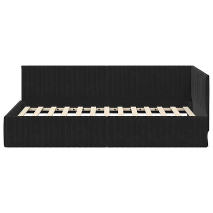 Hoekbedframe met hoofdeinde Zwart 100 cm x 200 cm Fluweel