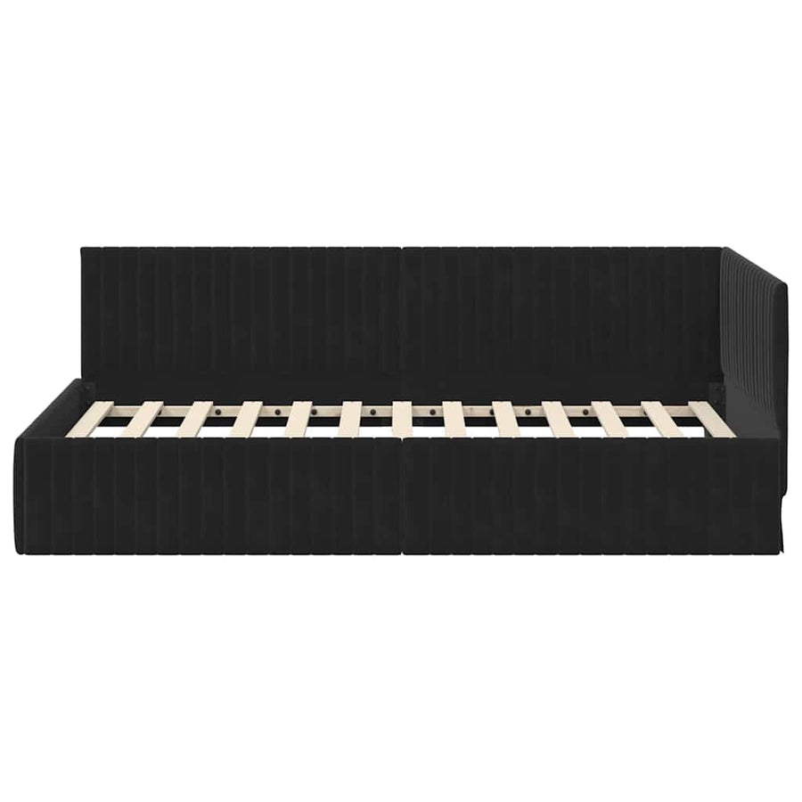 Hoekbedframe met hoofdeinde Zwart 100 cm x 200 cm Fluweel