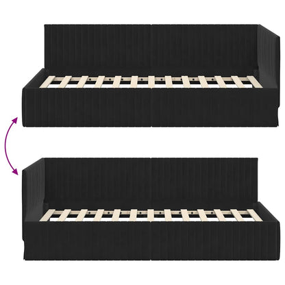 Hoekbedframe met hoofdeinde Zwart 100 cm x 200 cm Fluweel