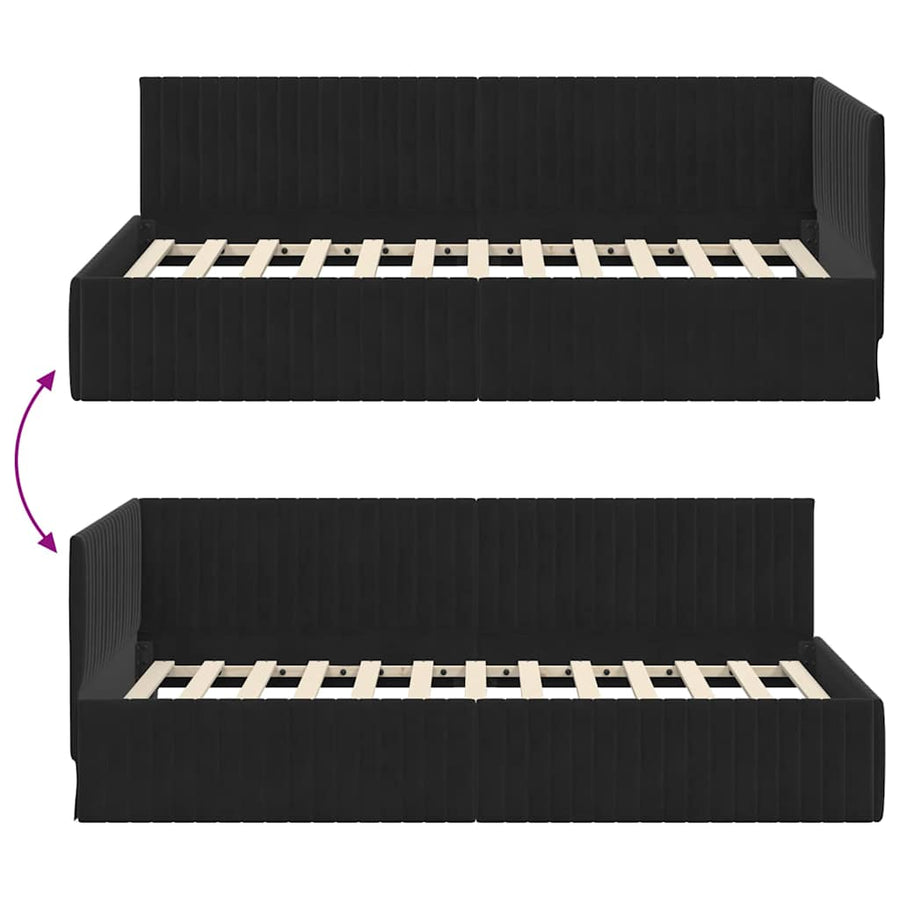 Hoekbedframe met hoofdeinde Zwart 100 cm x 200 cm Fluweel