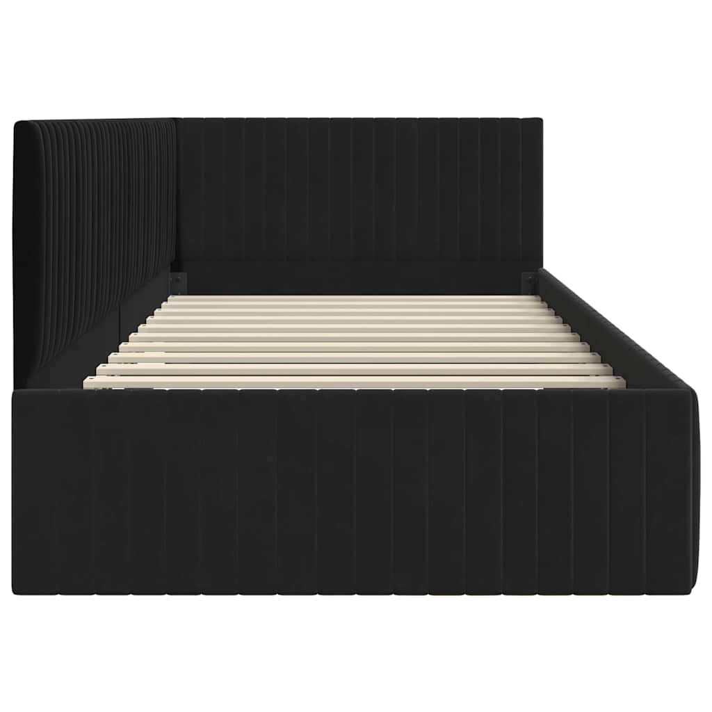 Hoekbedframe met hoofdeinde Zwart 100 cm x 200 cm Fluweel