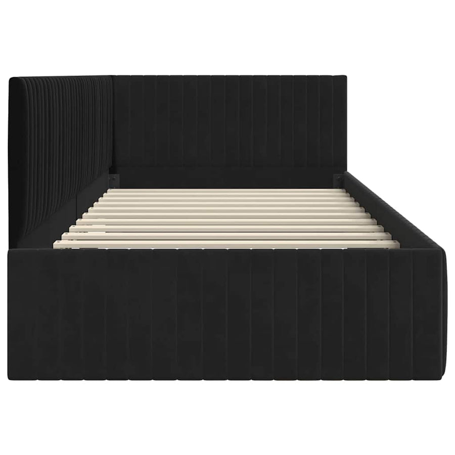 Hoekbedframe met hoofdeinde Zwart 100 cm x 200 cm Fluweel