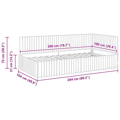 Hoekbedframe met hoofdeinde Zwart 100 cm x 200 cm Fluweel
