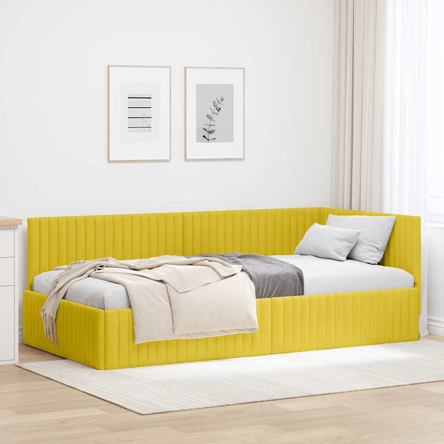 Hoekbedframe met hoofdeinde Geel 100 cm x 200 cm Fluweel