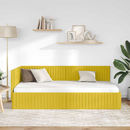 Hoekbedframe met hoofdeinde Geel 100 cm x 200 cm Fluweel
