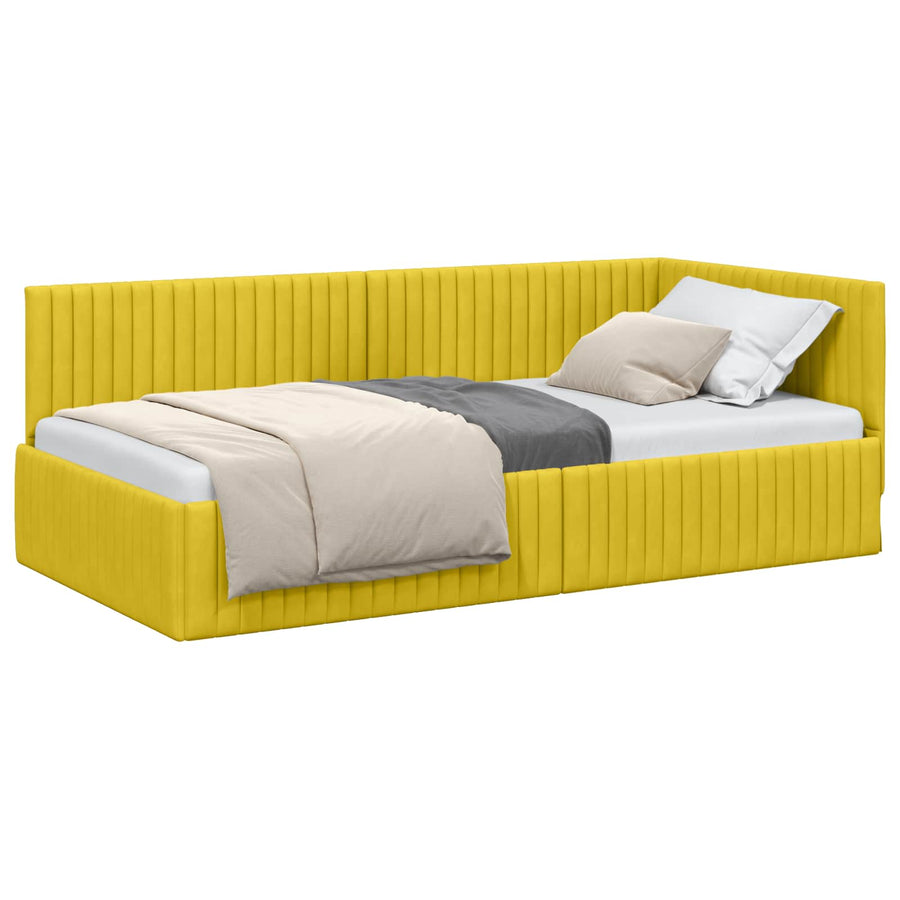 Hoekbedframe met hoofdeinde Geel 100 cm x 200 cm Fluweel