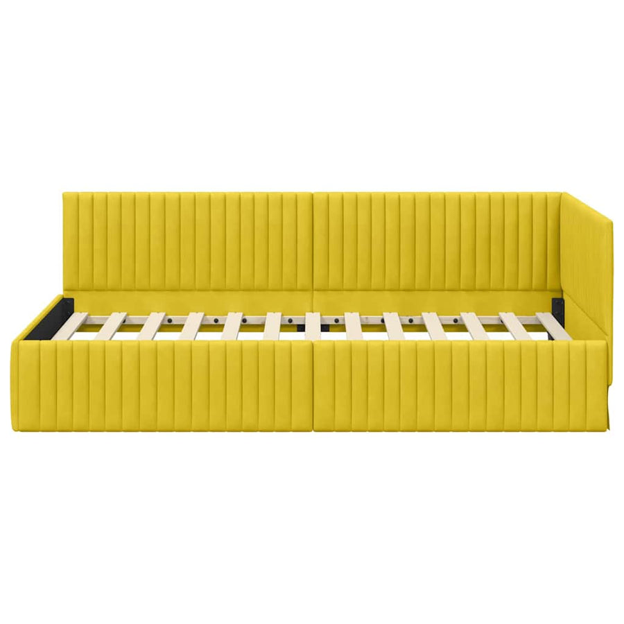 Hoekbedframe met hoofdeinde Geel 100 cm x 200 cm Fluweel