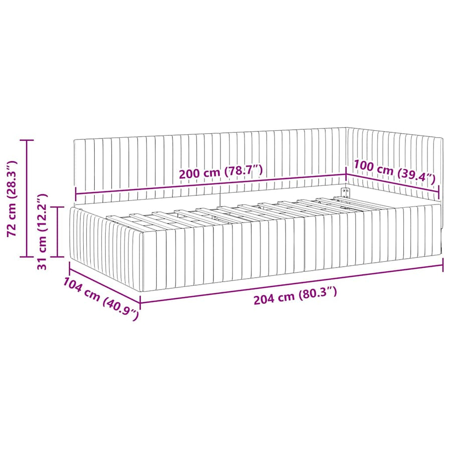 Hoekbedframe met hoofdeinde Geel 100 cm x 200 cm Fluweel