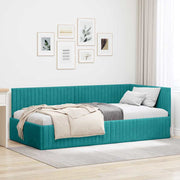 Hoekbedframe 100x200 cm fluweel turquoise
