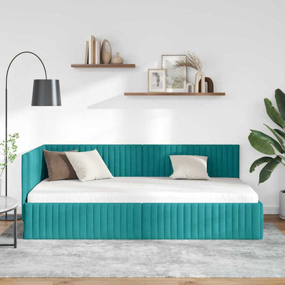 Hoekbedframe met hoofdeinde Turquoise 100 cm x 200 cm Fluweel